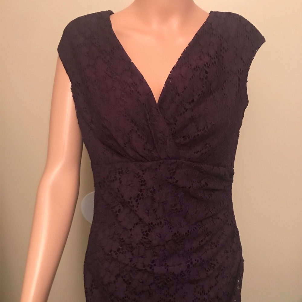 Chaps purple dress. Lace overlay.